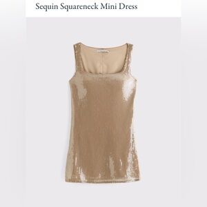 Abercrombie & Fitch Sequin Square Neck Mini Dress in Gold. Worn once.